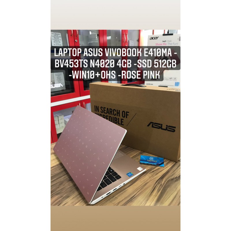Laptop Asus VIVOBOOK E410MA - BV453TS N4020 4GB -SSD 512GB -WIN10+OHS -ROSE PINK