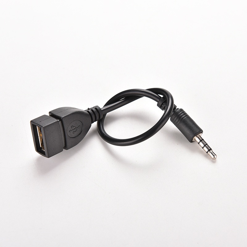 (LUCKID) 1pc Kabel Konverter Audio AUX 3.5mm Male Ke USB 2.0 Female Untuk Mobil