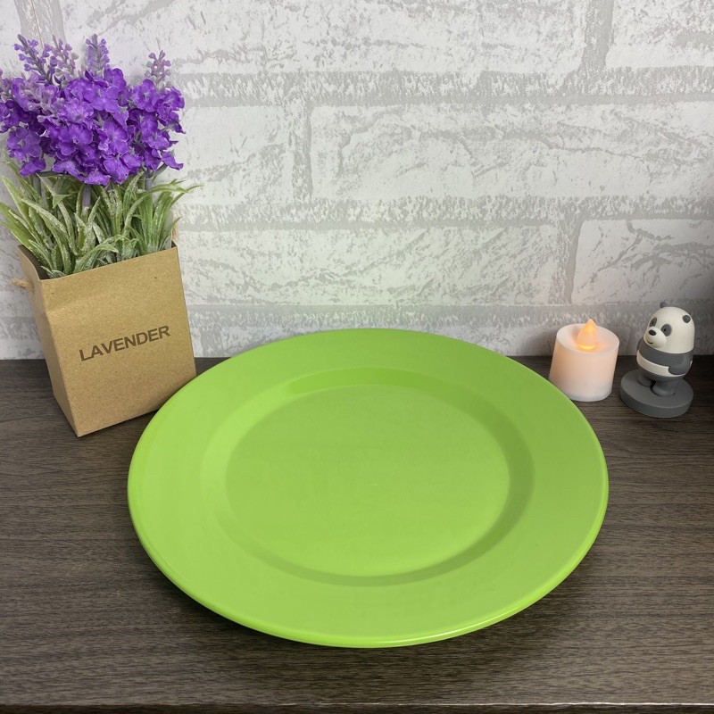 PIRING MELAMIN BUNDAR , PIRING MAKAN CANTIK MELAMIN PREMIUM QUALITY-HIJAU