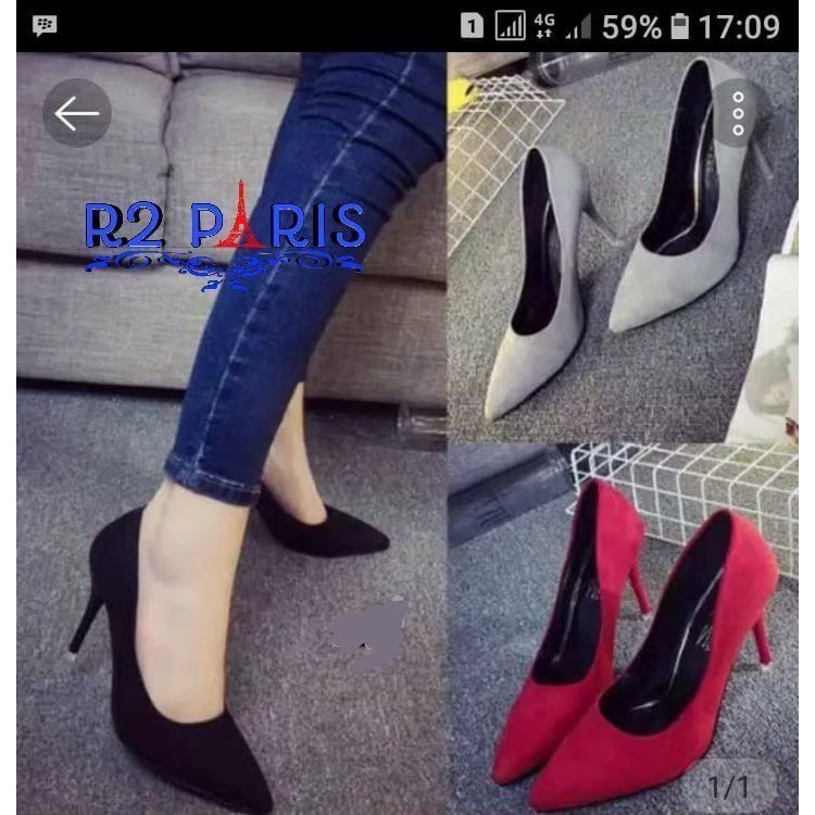 maishoes.id || High Heels - Sepatu High Heels Wanita Hitam > Abu > Merah
