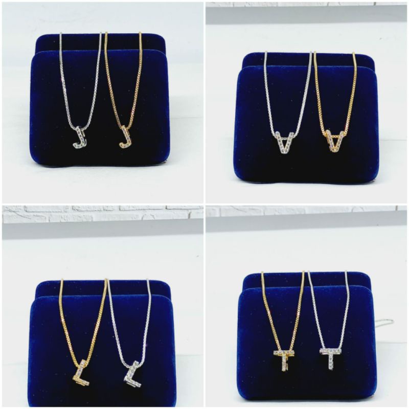 KALUNG PERAK ASLI SILVER 925 LAPIS EMAS/KALUNG ITALI SANTA+LIONTIN HURUF (NAGITA) MP/ASLI SILVER/FASHION WANITA TERBARU