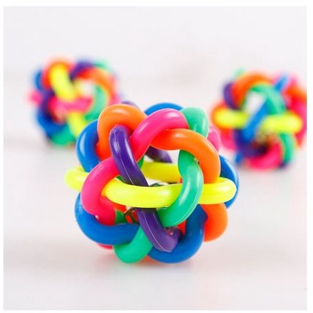 Bola Rainbow Medium 6.5CM Mainan Kucing Anjing Hewan Lonceng