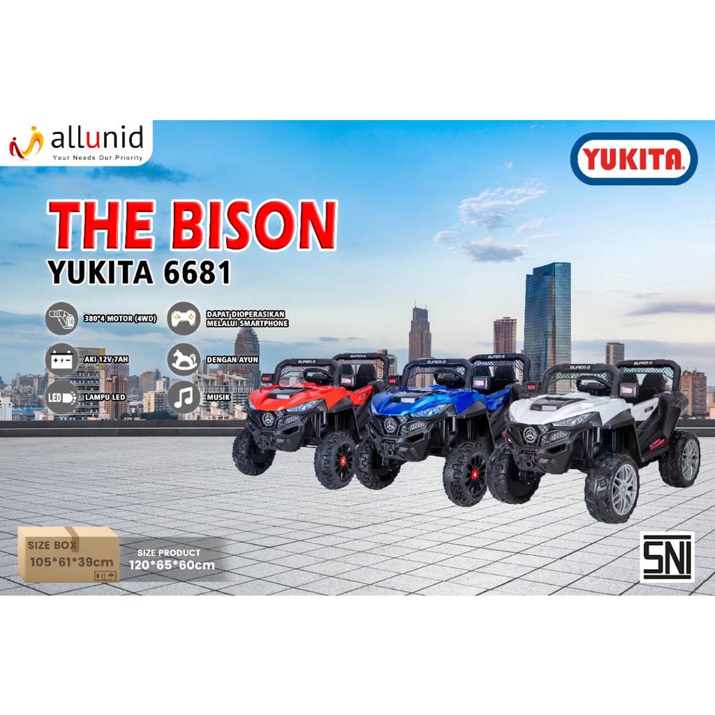 Mainan Anak Mobil Aki Yukita 6681 The Bison - Merah