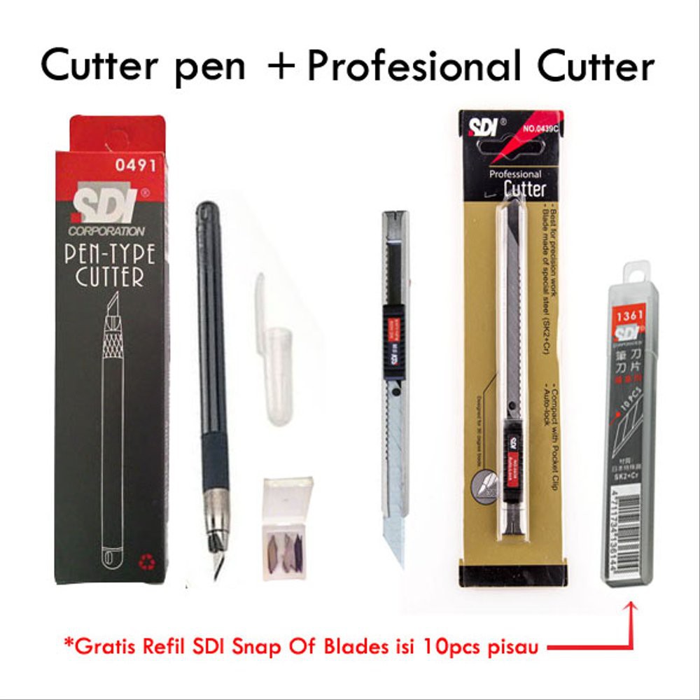 

Promo Spesial !! Paket Hemat profesional cutting !! cutter pen + profesional cutter (bonus refil)