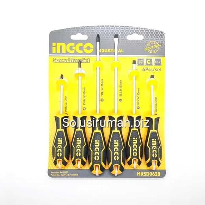 Obeng set Gagang Karet Screwdriver set 6 pcs Ingco