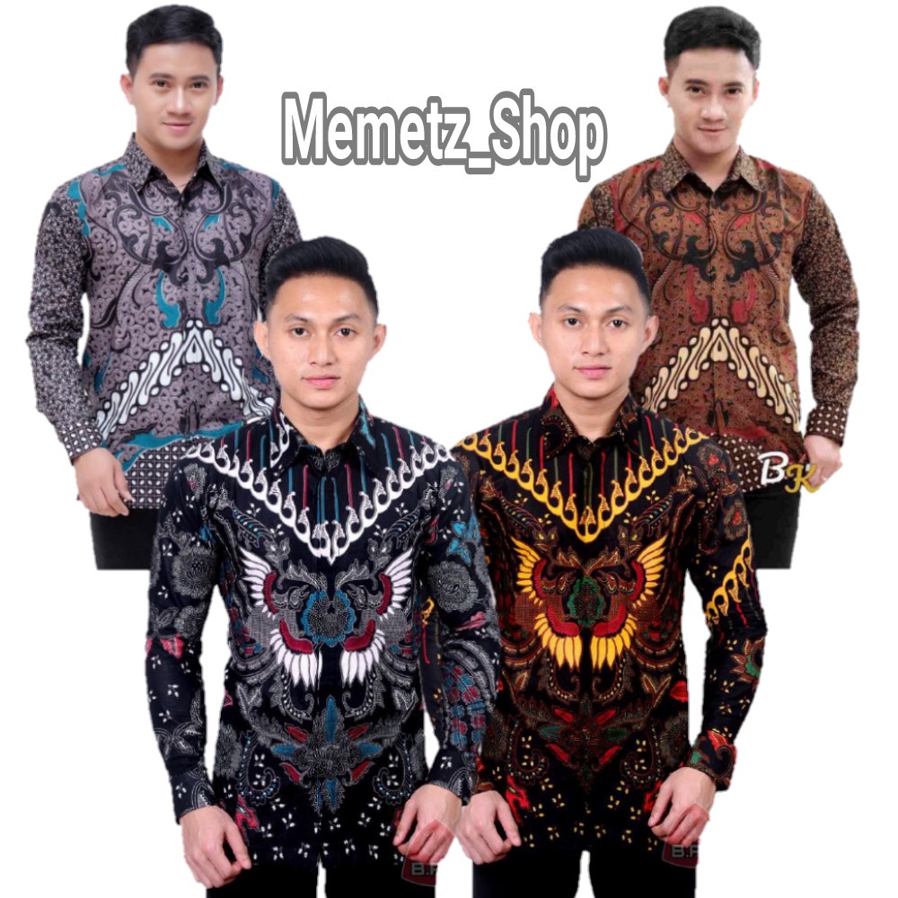 Baju Batik Pria Lengan Panjang Terbaru Kemeja Batik Kantor Size M L XL XXL BSWART HRB026