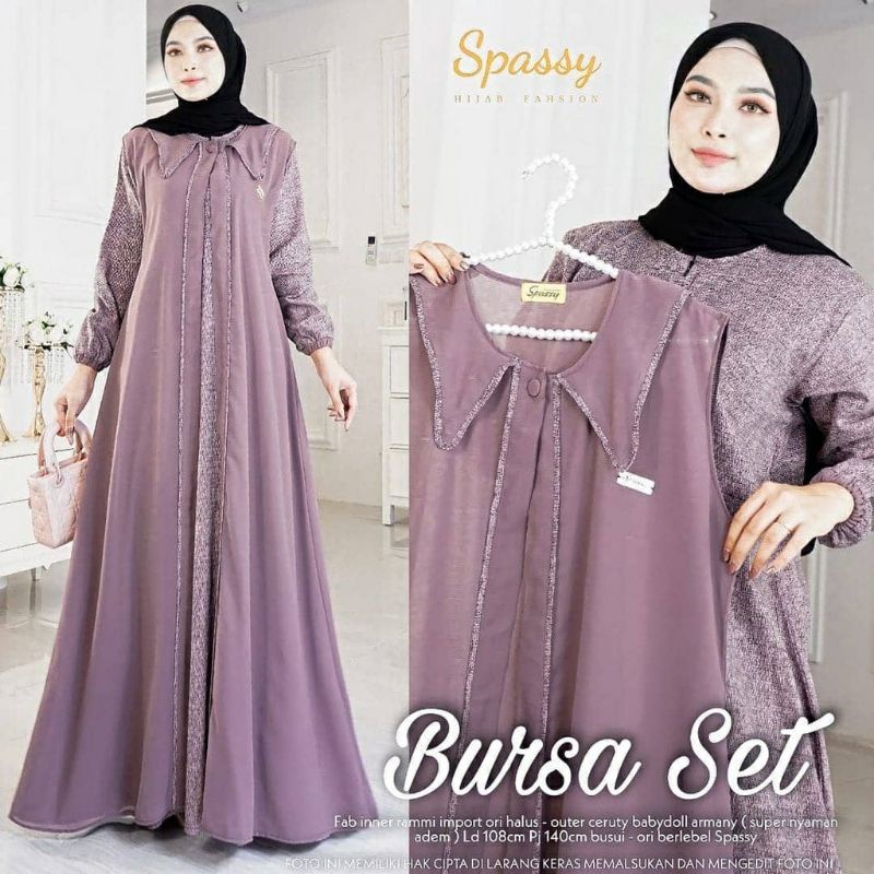 Bursa set gamis terbaru 2in 1 ( gamis + outher terpisah)
