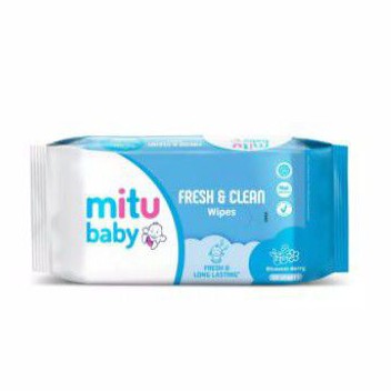 mitu baby wipes tisu basah fresh &amp; clean blue 50s