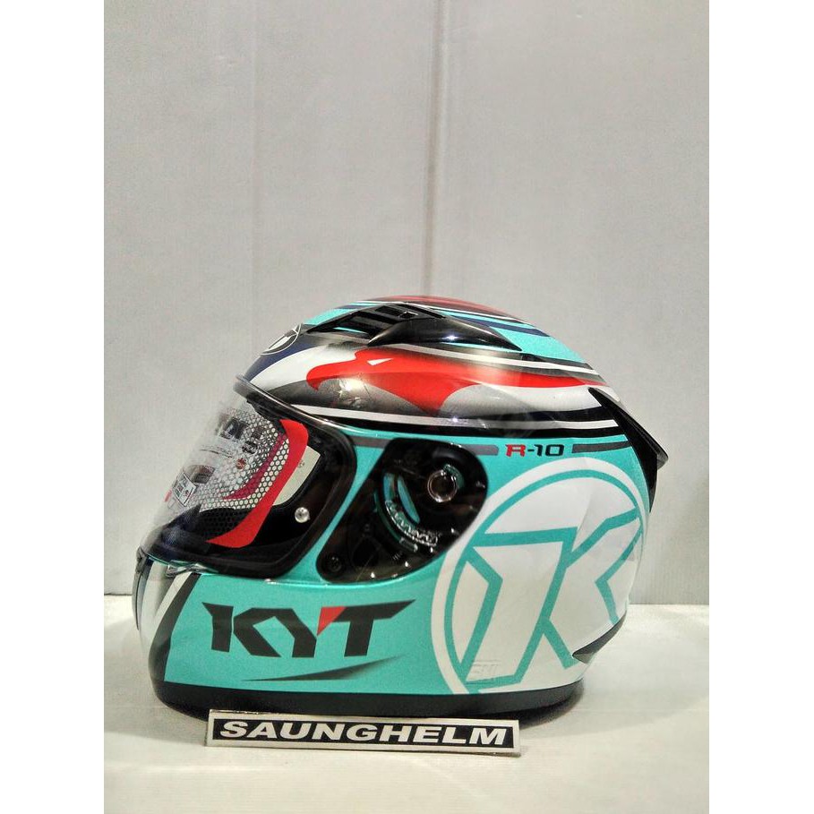 HELM KYT R10 RACE AQUA BLUE VISOR FLAT