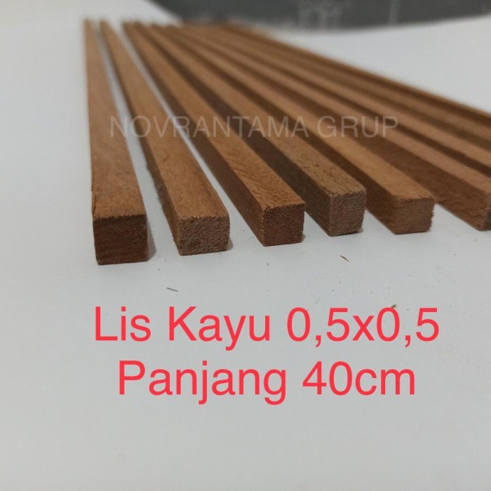 Lis Kayu Meranti 0,5x0,5cm Panjang 40cm, Lis Kayu 5x5mm