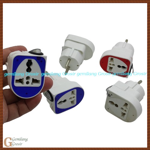 Colokan Sambungan Serbaguna Penghubung Adaptor / Charger Laptop Casa Hp Iphone Gepeng Pipih Ke Bulat 3 Lubang 2 Kaki - Colokan Over Steker Saklar On Off Merk LOYAL - Saklar Multi International Merk Loyal Dengan Saklar On Off