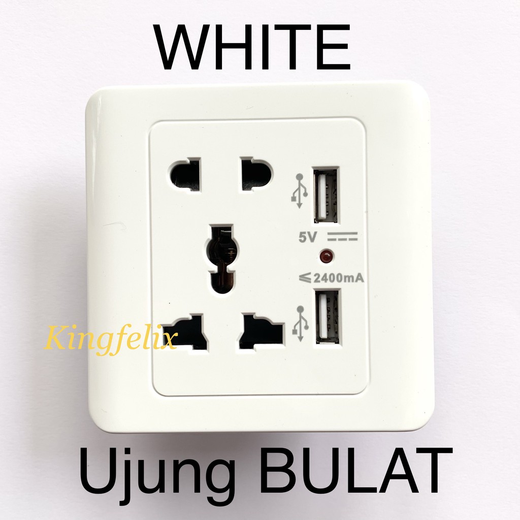 STOP KONTAK LISTRIK Colokan Dinding 2 USB Stop Kontak Universal UK EU US Wallplug Power Socket USB