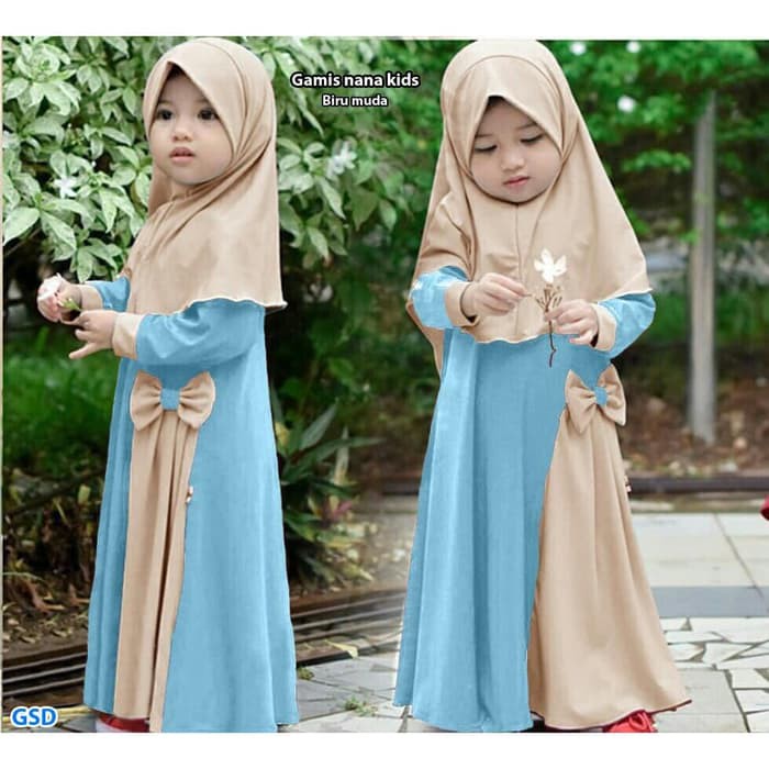 Yasmeera Rayhana Kids Dress Gamis Anak Perempuan Gamis Only Sar ED424  Nana Kids Biru/Dress Syari
