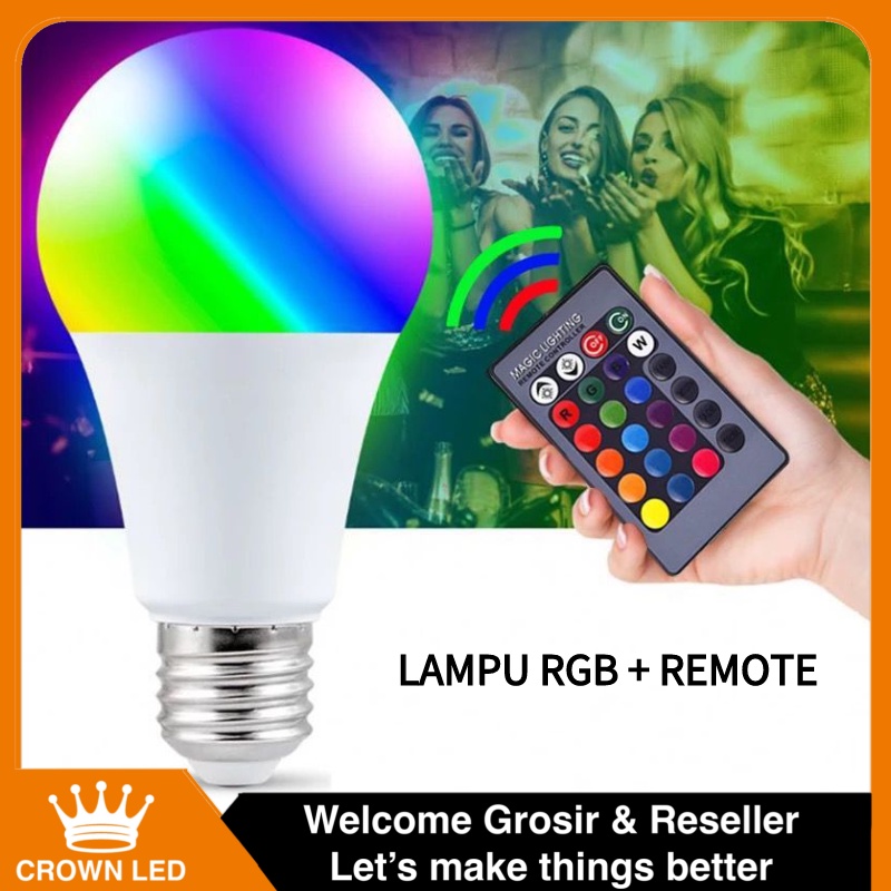 Lampu Bohlam LED RGB RGBW 16 Warna + Remote 7W Fitting E27 Awet Super Terang