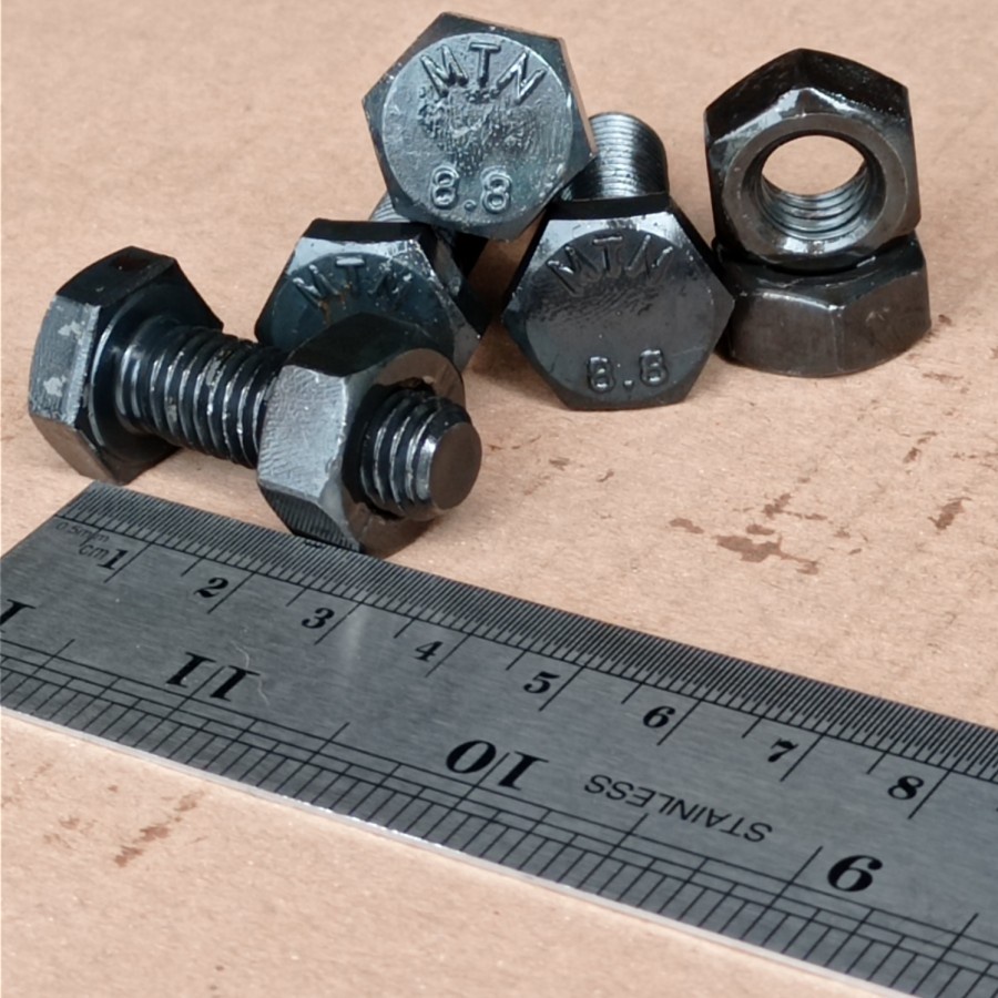 BAUT BAJA HTB 8.8 M10 X 30 / BAUT BAJA M10 X 30 HITAM / BAUT M10X30 BAJA / BAUT 17 KUNCI 17 FULL DRA