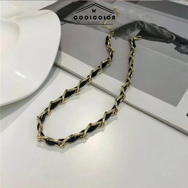 Murah❤️Vintage High-end Kalung Fashion Niche Kulit Jalinan Kalung Wanita Rantai Tulang Selangka Fashion Aksesoris COD