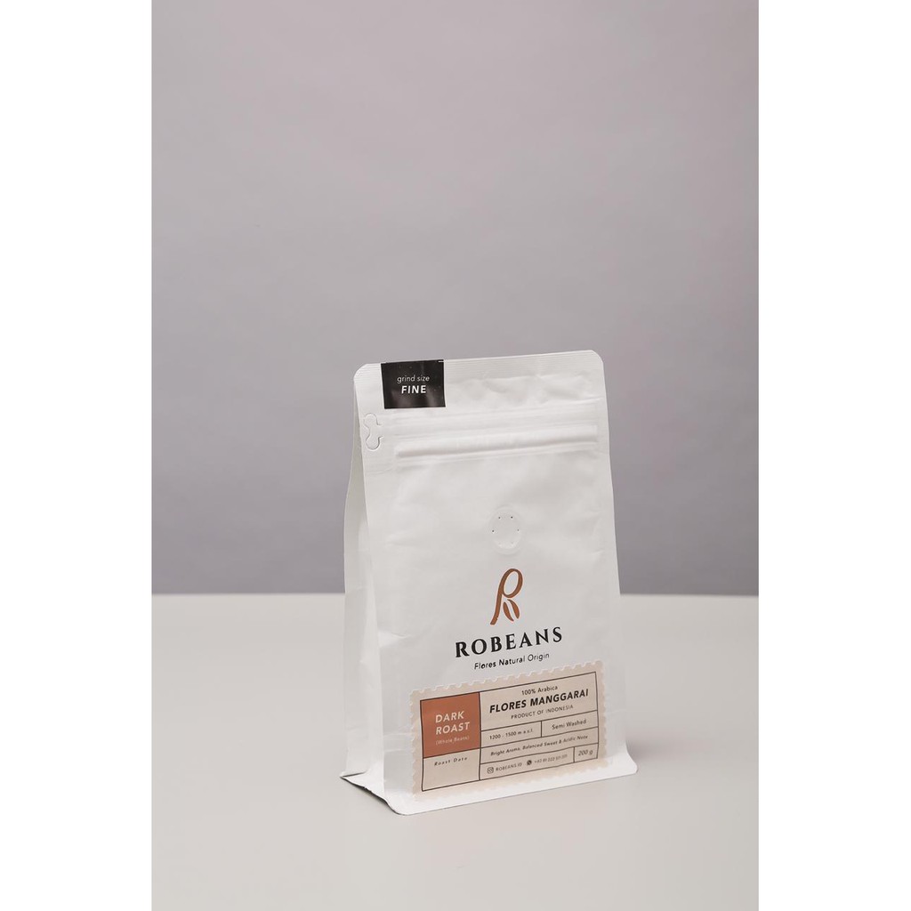 

Kopi Arabika Flores Semi Washed Premium | Robeans Dark Roast 200g | Biji Kopi Sangrai Roasted Beans