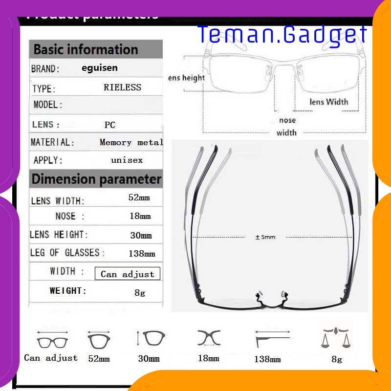 TG-EA044 FONEX FRAME KACAMATA FRAMELESS TITANIUM ULTRA LIGHT - JHY-295