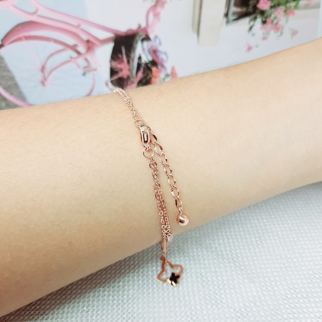 Gelang Titanium Layer Small Clover Rosegold - BB557