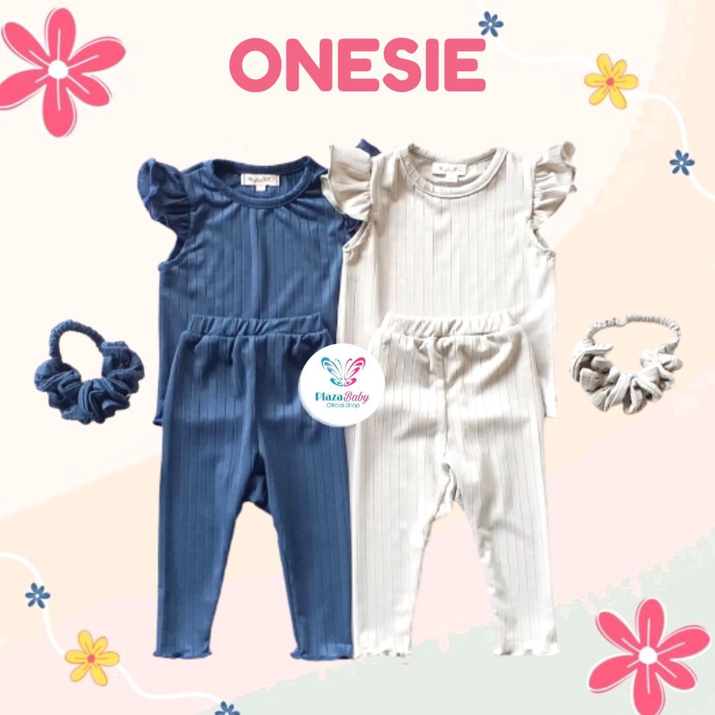 Plazababyku MX ONESIE setelan bayi motif bunga yang lucu free headband scrunchie