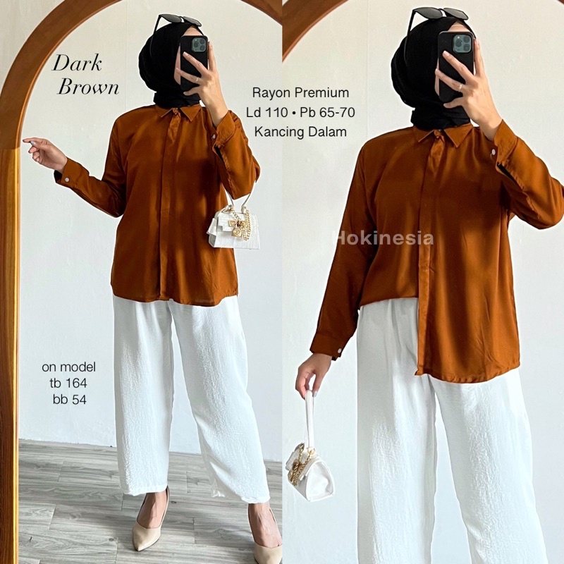 Kemeja Basic Rayon / Kemeja Wanita / Kemeja Polos Rayon / Audy Shirt