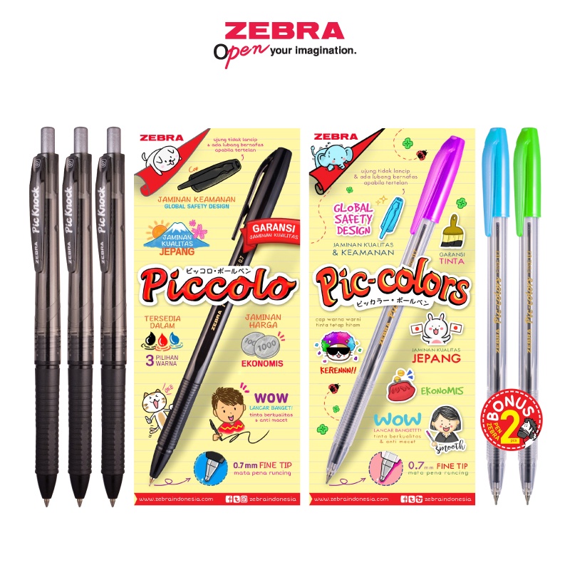 

ZEBRA Paket Hemat Piccolo Series Pulpen Pena 0.7mm Ballpoint Pen Alat Tulis