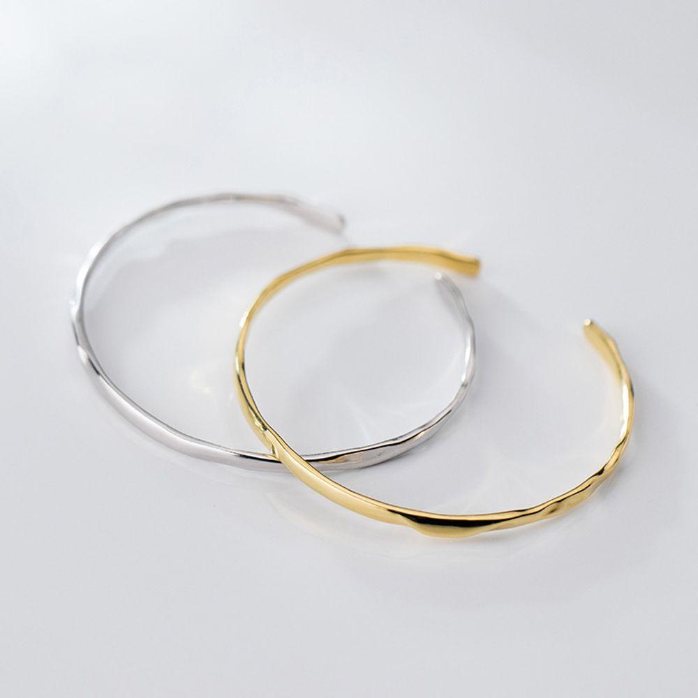 Needway Wanita Open Bangle Punk Adjustable Pria Halus Cekung-convex Cuff Bangles