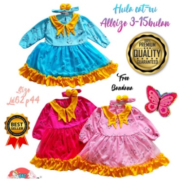 Dress Bayi Baju Anak Perempuan Umur 3 4 5 6 7 8 9 10 11 12 13 14 15 16 17 18 Bulan 1 Tahun Gaun Pest