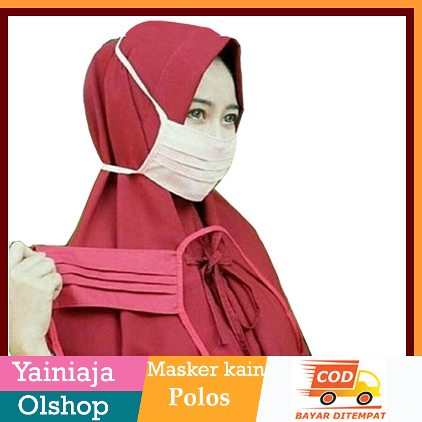 Masker Kain tali panjang bahan oxford - masker tali sambung