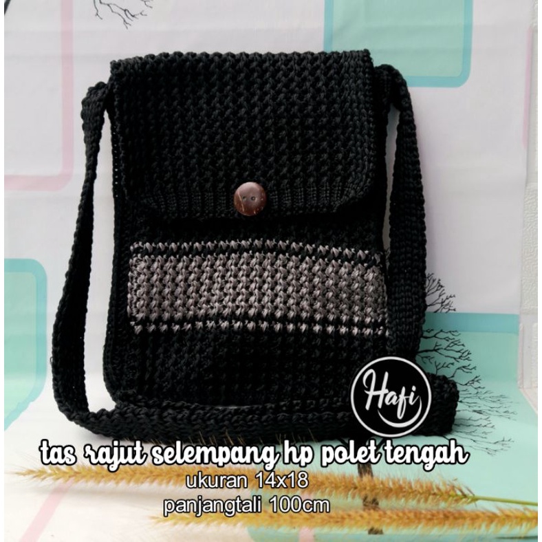 tas rajut selempang hp polet tengah /slingbag