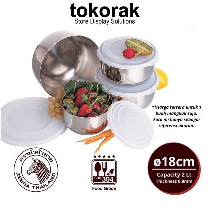 FOOD STORAGE 18 CM EXTRA ZEBRA 110422 TEMPAT SIMPAN MAKANAN STAINLESS