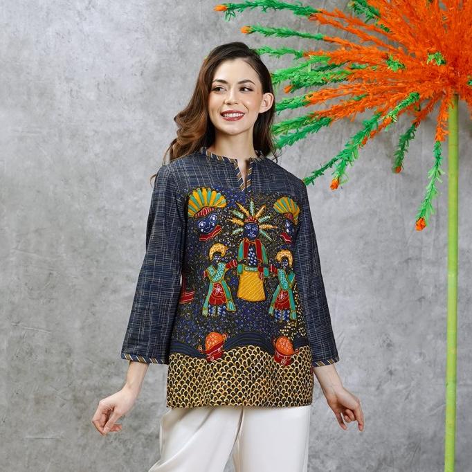 NONA RARA-Kedoya betawi T1576,Baju kerja blouse batik wanita modern