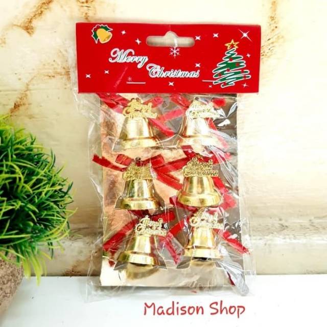 Lonceng Mini Merry Christmas isi 6 dekorasi Pohon Parcel Natal Murah