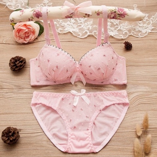 Sexy Lingerie Bra Set Murah Setelan Pakaian Dalam Wanita BS3419 Pink