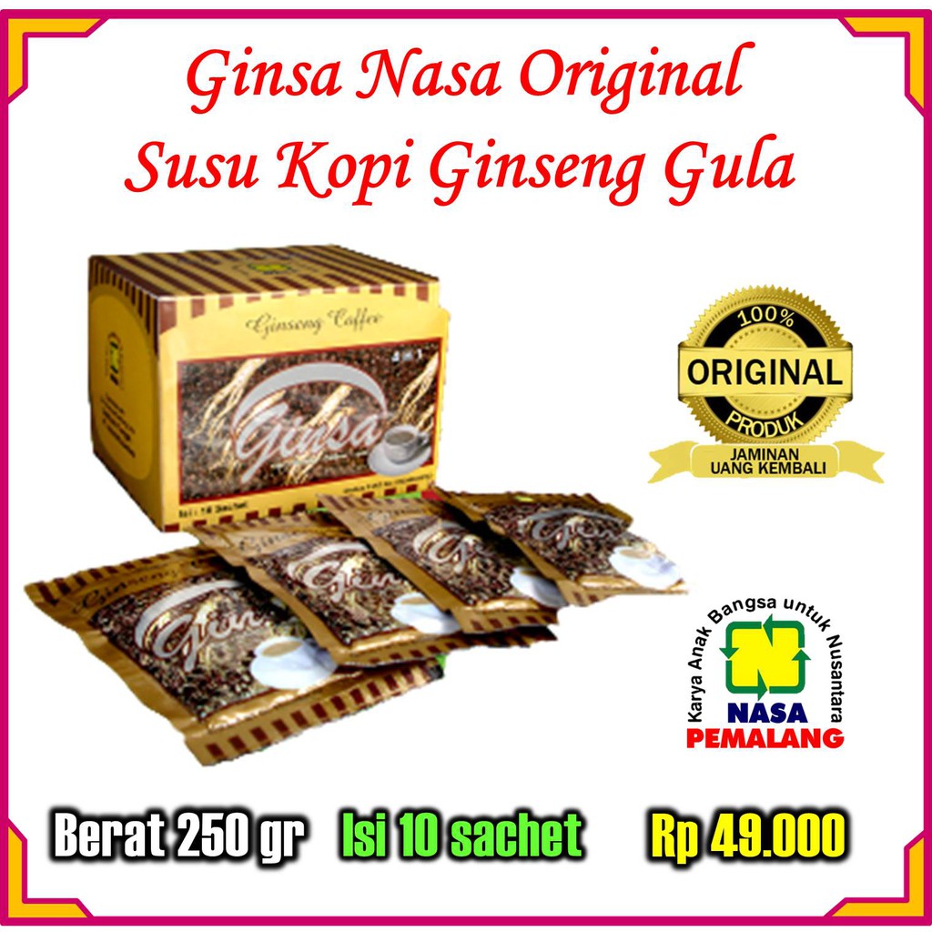 

Kopi Herbal GINSA Perpaduan Kopi Ginseng Susu Gula