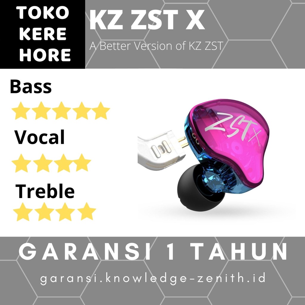 Knowledge Zenith KZ ZST X Dual Driver Earphone with MIC