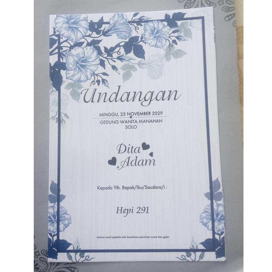 Undangan Murah Model Vintage Adcomp HP 291 Mojokerto