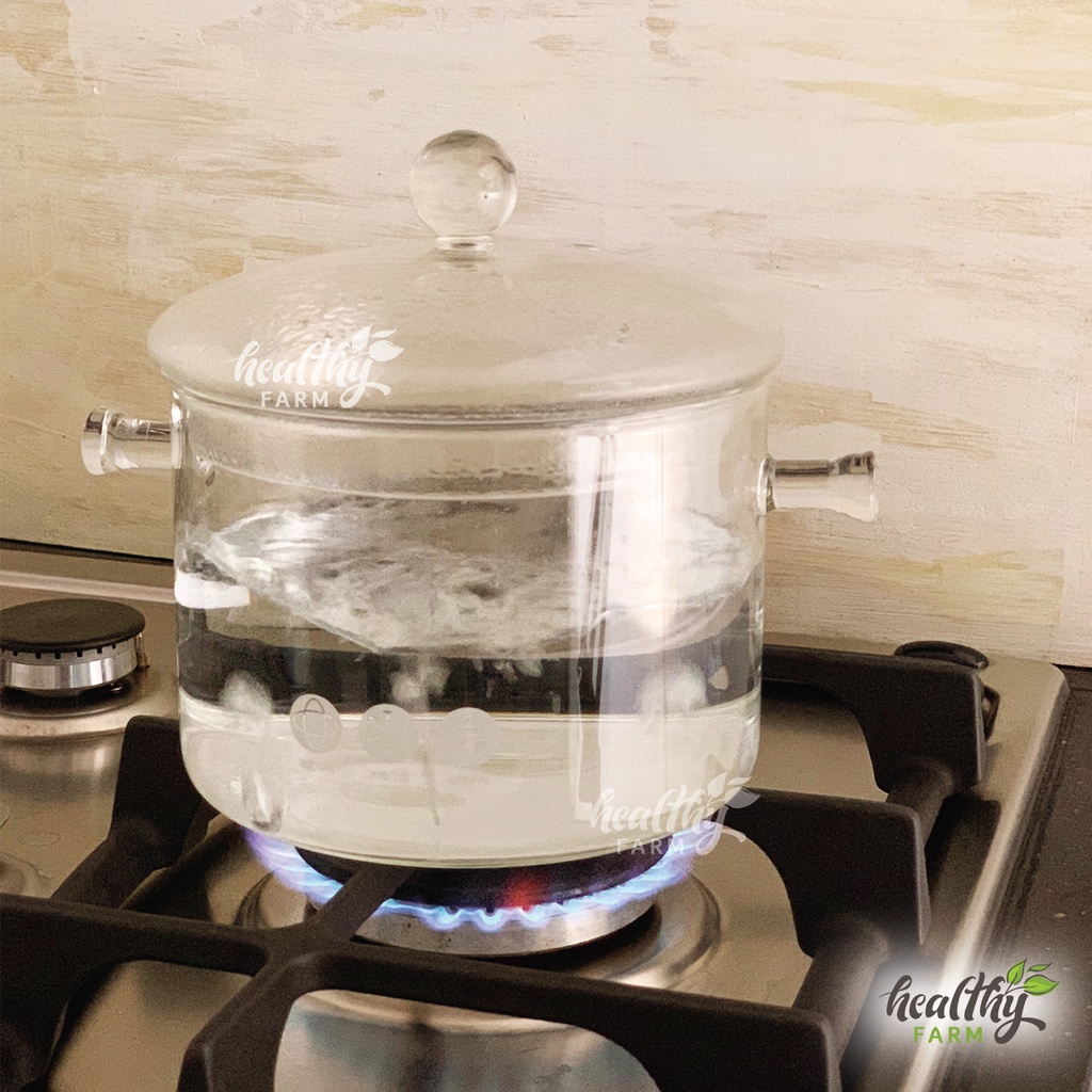 Panci Kaca Borosilicate Tahan Panas / Glass Cooking Pot 1.5L