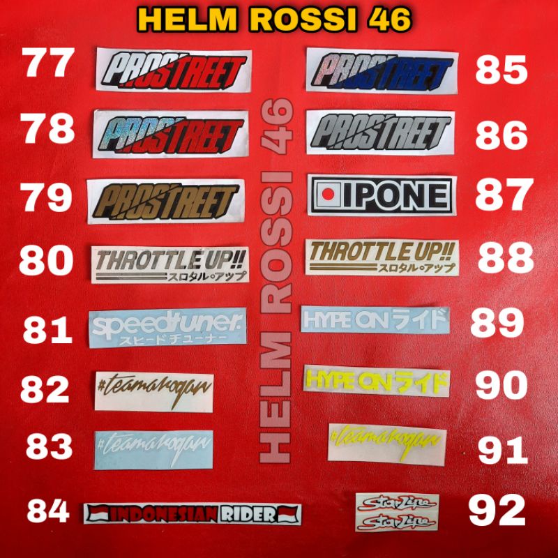 Sticker kaca helm - Sticker Visor - Sticker panjang Cutting berkualitas - Sticker helm