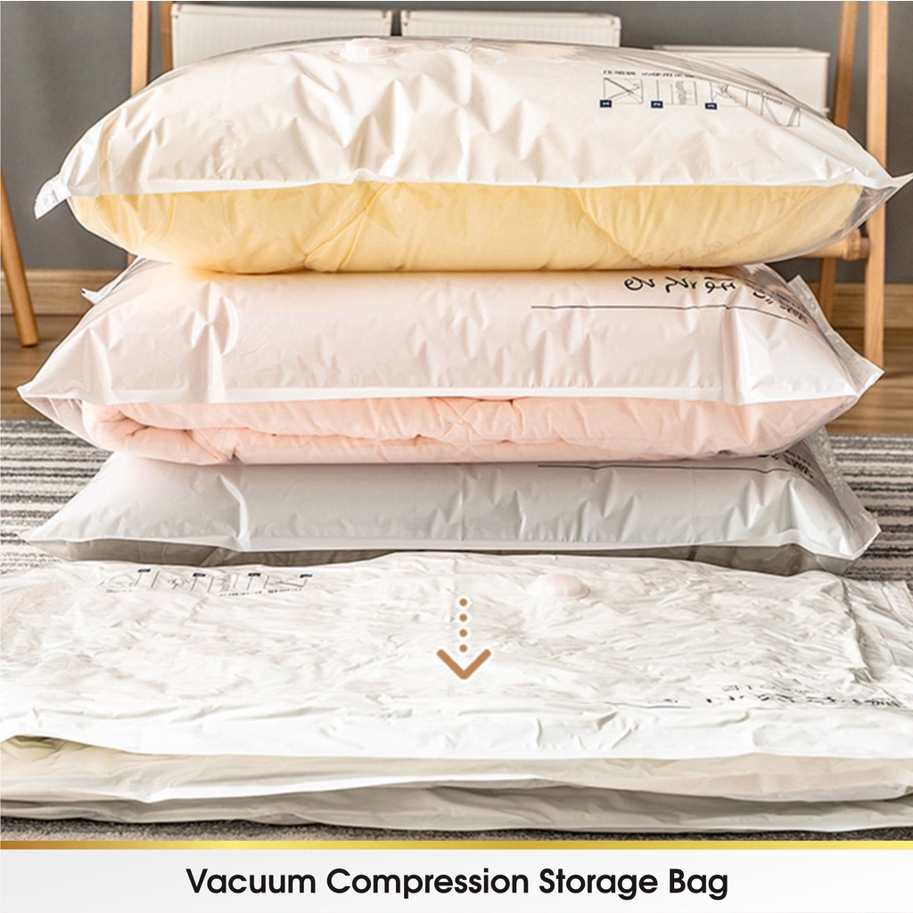 [TEBAL] Kantong Kantung Plastik Vacum Vaccum Vacuum Vakum Baju Laundry Travel Compression Bag Pakaian Traveling Bedcover Sprei Selimut