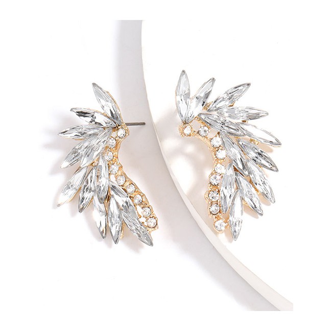LRC Anting Tusuk Fashion Curved Alloy Pierced Earrings With Diamonds K43748