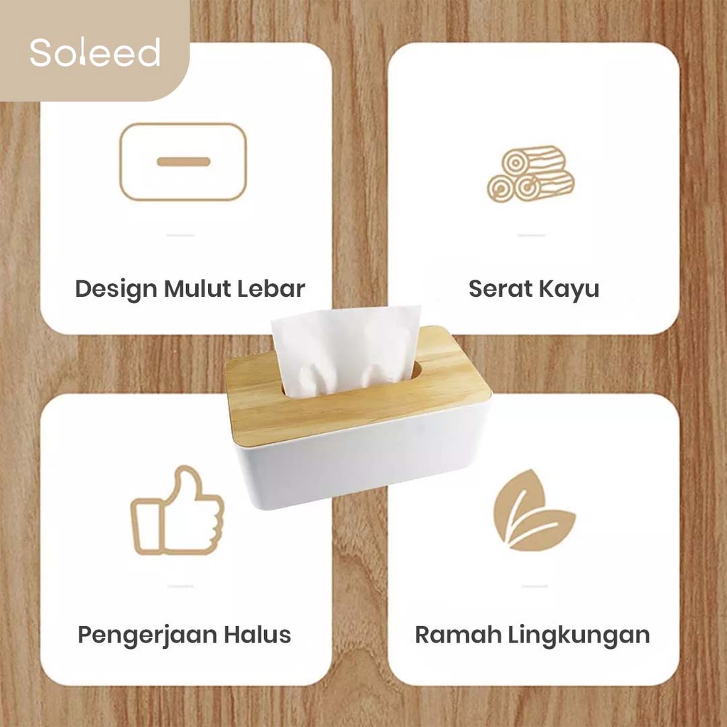 TEMPAT KOTAK TISU BOX TISSUE TUTUP BAMBU MODEL SCANDINAVIAN