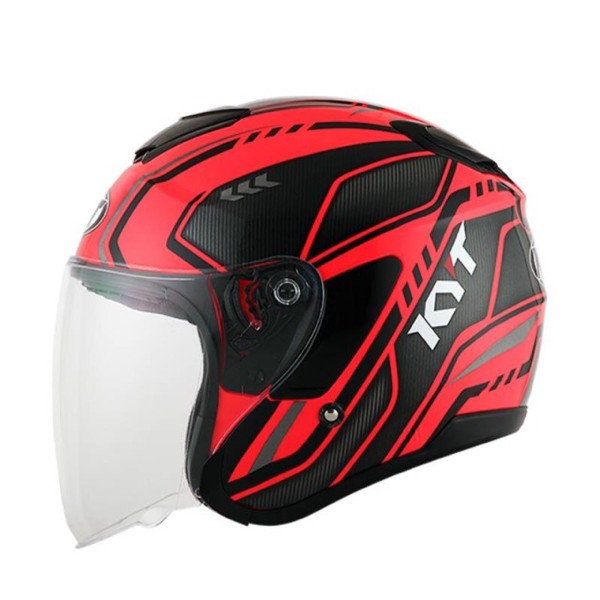 HM-1874 Kyt Kyoto Super Fluo Carbonized Edt #1 Helm Half Face - Fuxia Fluo Murah