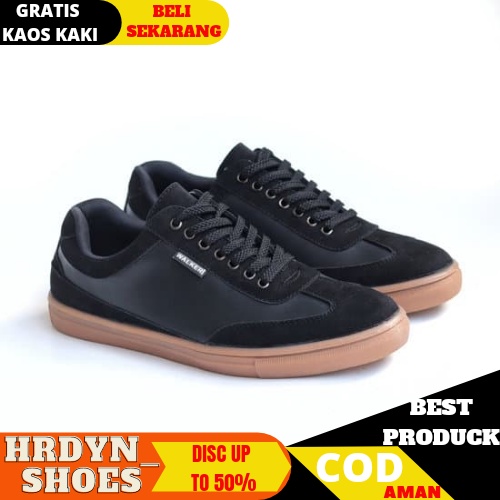 WALKER RAMIRES BLACK - Sepatu Pansus Casual Slip On Pria Original Hitam Coklat Suede Murah Terbaru