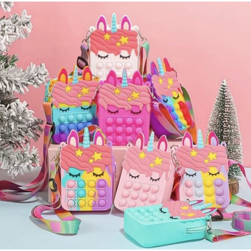 Tas Pop It Anak  Tas Pop It Unicorn Tas Selempang Pop It Unicorn