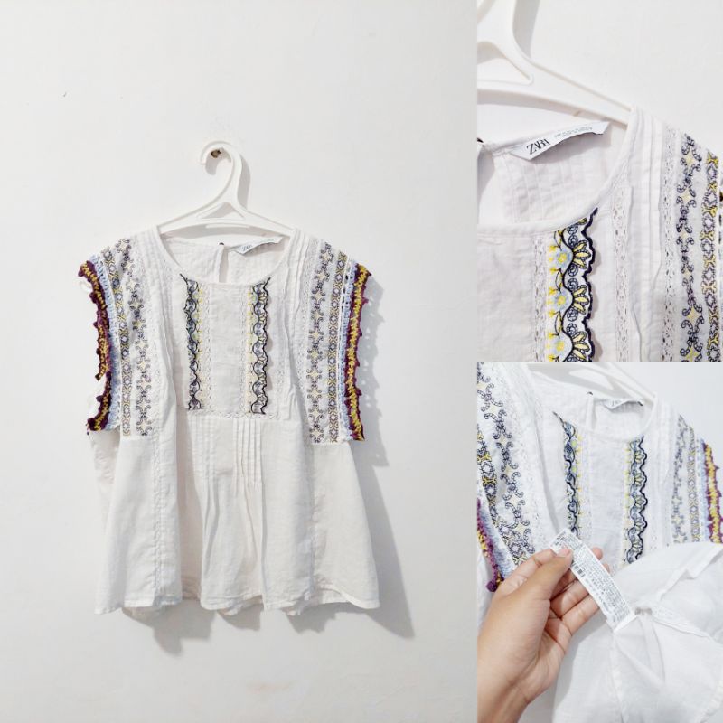 Thrift Zara Blouse Bordir