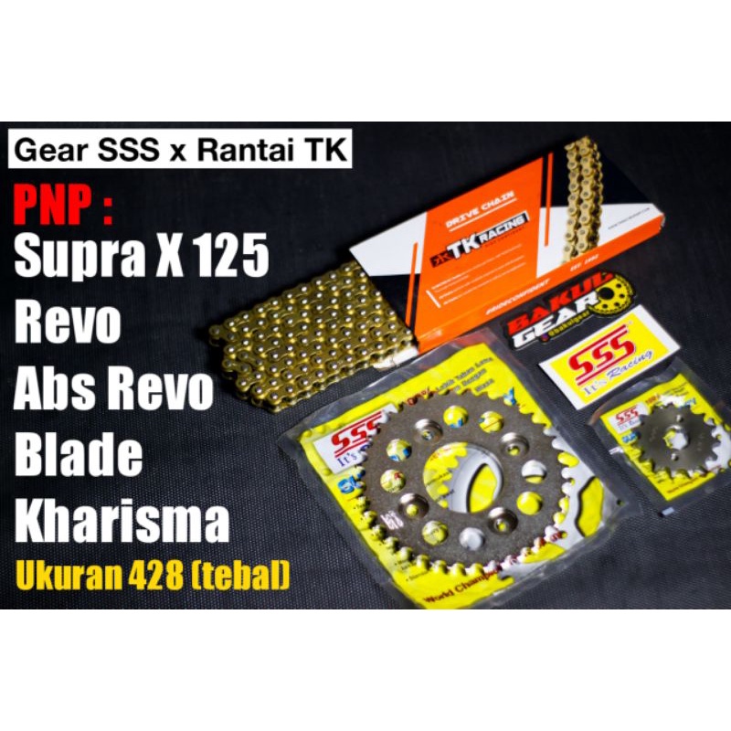 Gear set SSS TK SUPRA X125 SUPRA X 125  KHARISMA ABSOLUT REVO BLADE SUPRA FIT 428