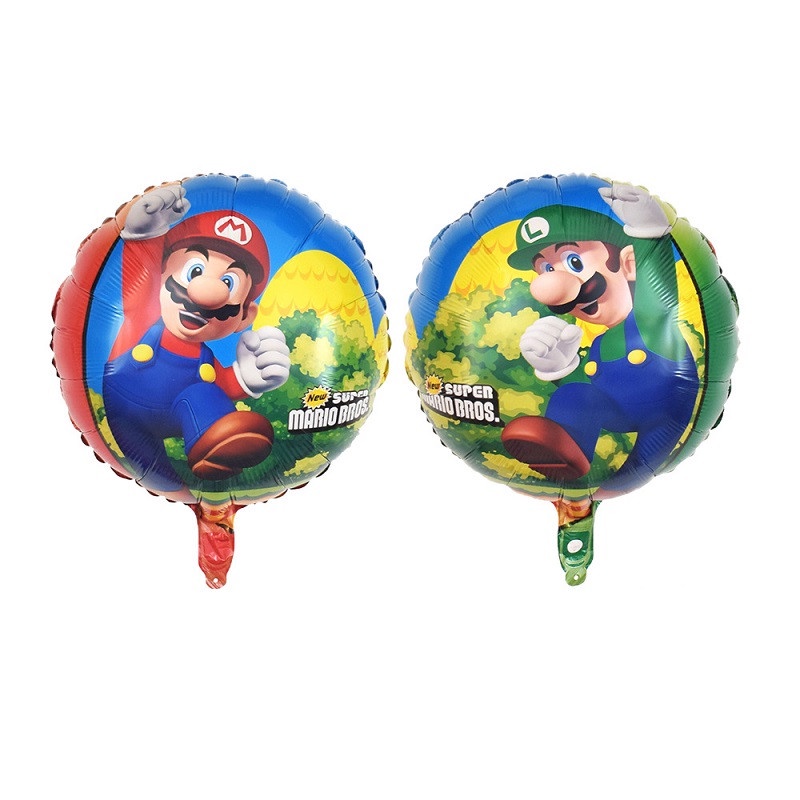 5pcs / lot Balon Aluminum Foil Desain Super Mario Luigi Untuk Dekorasi / Hadiah / Mainan Bayi