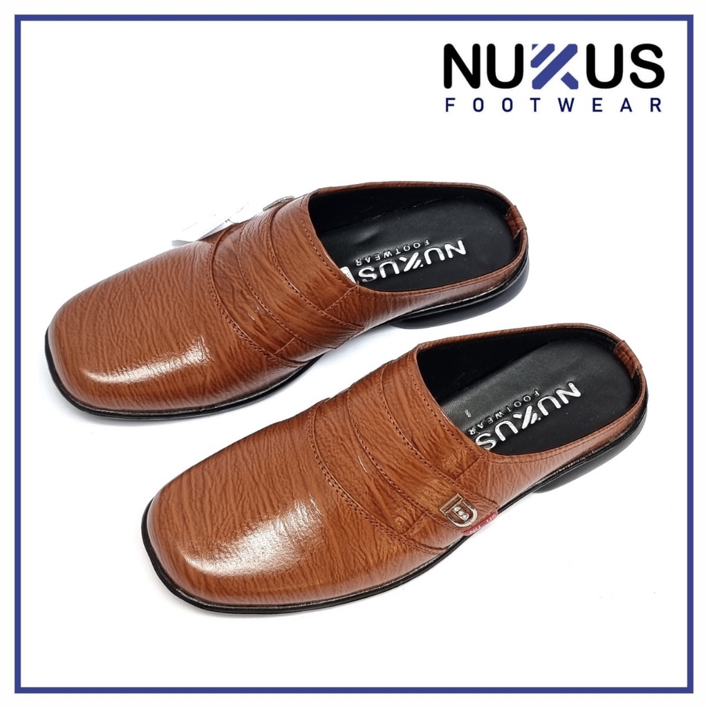 Nukus Sandal Selop Pria Kulit Asli Coklat Tan - SL 61