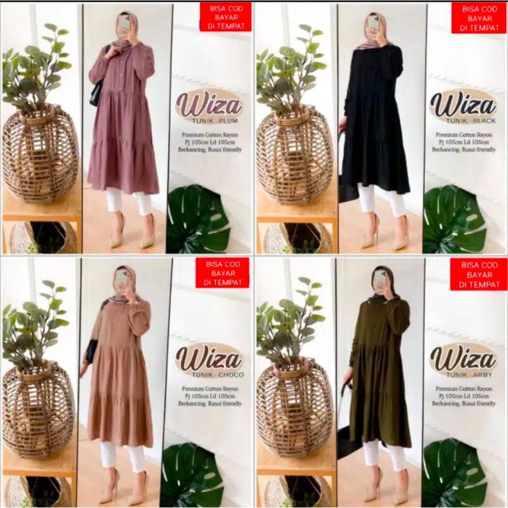 Wiza Tunik Bahan Katun Rayon Size Fit To XL Atasan Wanita Muslim Terbaru 2020 . Tunik Muslim Murah